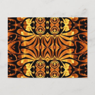 Carte Postale flammes orange totem autochtone pôle tribal motif