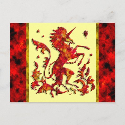 Carte Postale Flammes Unicorne (Devant)