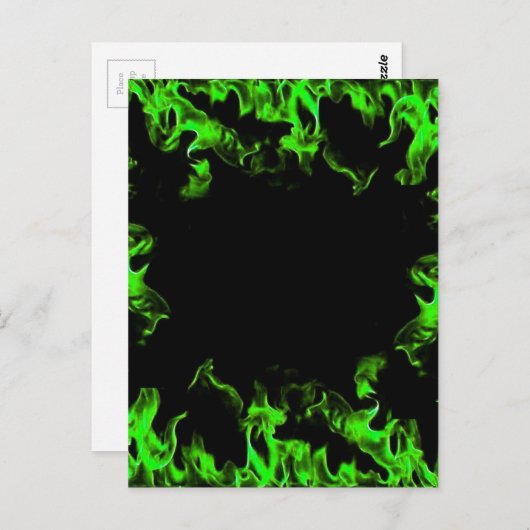 Carte Postale flammes vertes (Devant / Derrière)