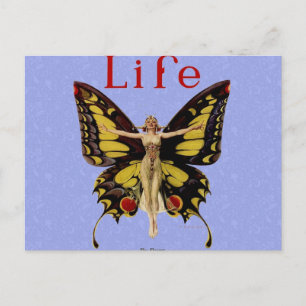 Carte Postale Flapper Butterfly Flying Woman Illustration