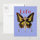 Carte Postale Flapper Butterfly Flying Woman Illustration (Devant / Derrière)
