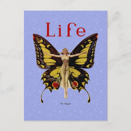 Carte Postale Flapper Butterfly Flying Woman Illustration (Devant)