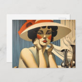 Carte Postale Flapper Elegance : Dans le style de Jean Dupas (Devant / Derrière)