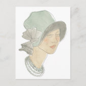 Carte Postale Flapper Fashion Sketch - Femme avec Casquette (Devant)