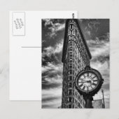 Carte Postale Flatiron Building et horloge en noir et blanc (Devant / Derrière)
