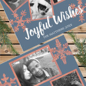 Carte Postale Fléau de neige rustique bleu moderne 4 Photo Noël