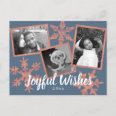 Carte Postale Fléau de neige rustique bleu moderne Collage 3 Pho (Devant)