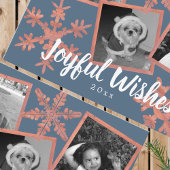 Carte Postale Fléau de neige rustique bleu moderne Collage 3 Pho