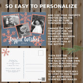 Carte Postale Fléau de neige rustique bleu moderne Collage 3 Pho