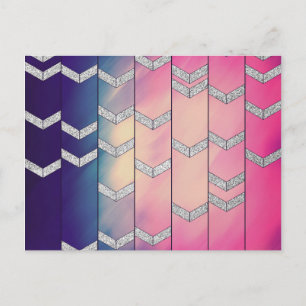 Carte Postale Flèche arc-en-ciel aquarelle tendance zig zag pail