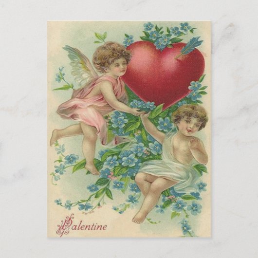 Carte Postale Flèche Coeur Cupide Cherub Oubliez-Moi-Nots (Devant)