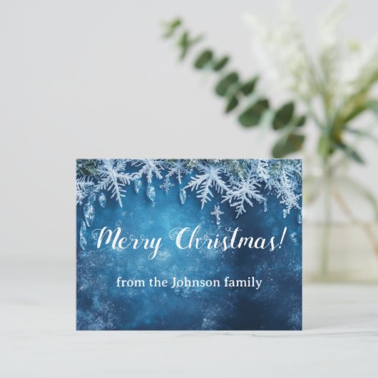 Carte Postale Flèche de neige bleue et conception de Noël de gla (Debout devant)