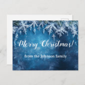 Carte Postale Flèche de neige bleue et conception de Noël de gla (Devant / Derrière)