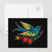 Carte Postale Flèche d'oiseaux et Coeurs (Devant / Derrière)
