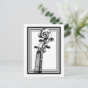 Carte Postale Flèche violon noir et blanc avec traits noirs