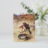 Carte Postale Flèches à gorge blanche et feuilles d'automne (Debout devant)