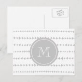 Carte Postale Flèches aztèques gris blanc Monogramme (Devant / Derrière)
