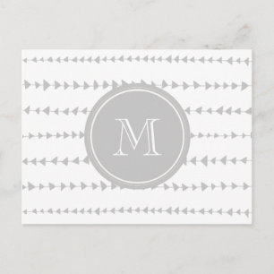 Carte Postale Flèches aztèques gris blanc Monogramme