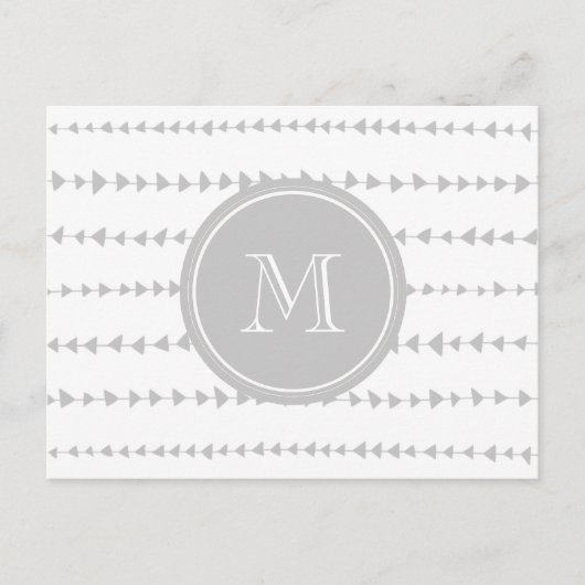 Carte Postale Flèches aztèques gris blanc Monogramme (Devant)