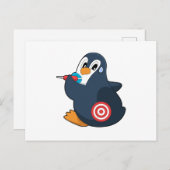 Carte Postale Fléchettes de pingouin Fléchette Cible de fléchett (Devant / Derrière)