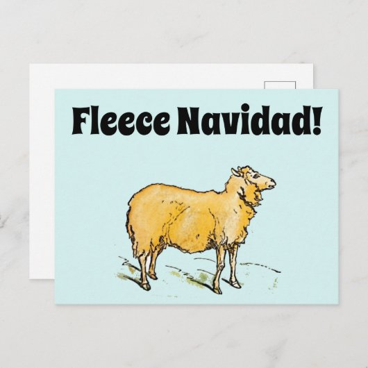 Carte Postale Fleece Feliz Navidad Funny Sheep Joke (Devant / Derrière)