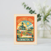 Carte Postale Flemington NJ Comté de Hunterdon Rétro (Debout devant)