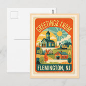 Carte Postale Flemington NJ Comté de Hunterdon Rétro (Devant / Derrière)