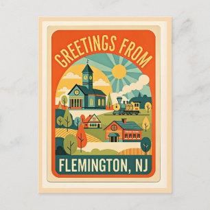 Carte Postale Flemington NJ Comté de Hunterdon Rétro