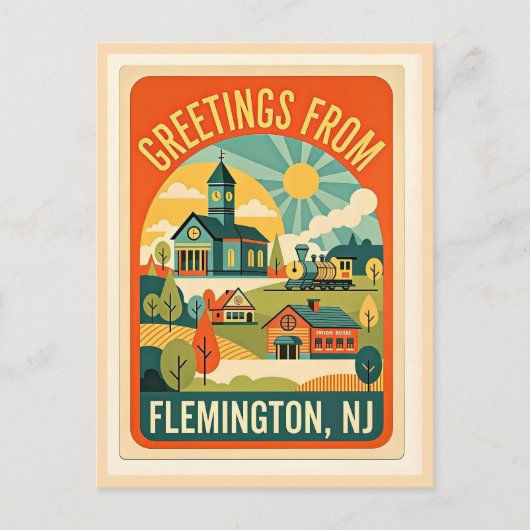 Carte Postale Flemington NJ Comté de Hunterdon Rétro (Devant)