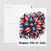 Carte Postale Fleur 4 juillet (Devant / Derrière)