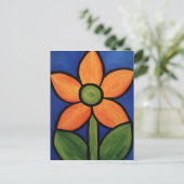 Carte Postale Fleur abstraite bleue orange (Debout devant)
