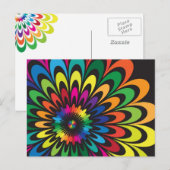Carte Postale Fleur Abstraite colorée. (Devant / Derrière)
