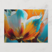 Carte Postale Fleur abstraite en orange et sarcelle (Devant)
