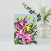 Carte Postale Fleur Alstroemeria et Goldfinch (Debout devant)