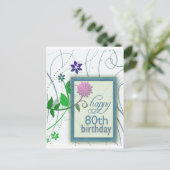 Carte Postale Fleur amusante heureux 80e anniversaire (Debout devant)