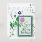 Carte Postale Fleur amusante heureux 80e anniversaire (Devant / Derrière)