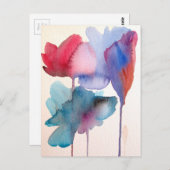 Carte Postale Fleur aquarelle design floral moderne (Devant / Derrière)