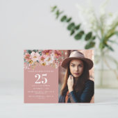 Carte Postale Fleur aquarelle girly photo modifiable d'âge (Debout devant)