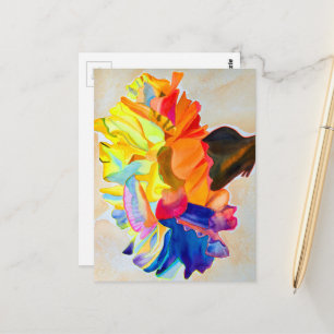 Carte Postale Fleur aquarelle Œillet Néon