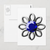 Carte Postale Fleur argentée en pierre bleue (Devant / Derrière)