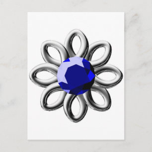 Carte Postale Fleur argentée en pierre bleue