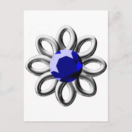 Carte Postale Fleur argentée en pierre bleue (Devant)
