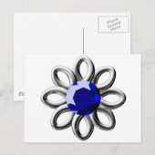 Carte Postale Fleur argentée en pierre bleue (Devant / Derrière)
