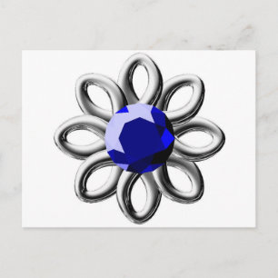 Carte Postale Fleur argentée en pierre bleue