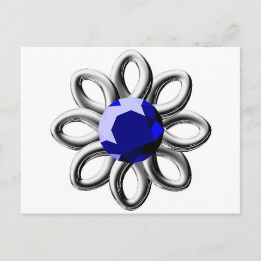 Carte Postale Fleur argentée en pierre bleue (Devant)