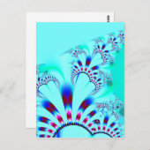 Carte Postale Fleur · Art de fractale · Turquoise (Devant / Derrière)