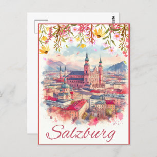 Carte Postale Fleur Autriche capitale salzbourg skyline