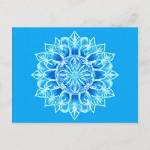 Carte Postale Fleur Batik Mandala en Turquoise