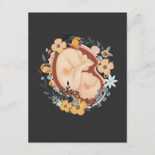 Carte Postale Fleur Bébé Enceinte Mère Maitre-femme