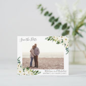 Carte Postale Fleur blanche et photo verte Enregistrer la date C (Debout devant)